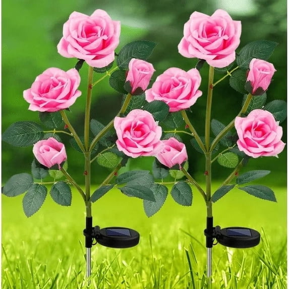 Gecau Solar Outdoor Lights Waterproof Flower Stake Lights For Garden Decor Lights For Backyard Walkway Patio Yard Decoration Lighting Household Items for New Apartment Red Plastic up to 30% Off