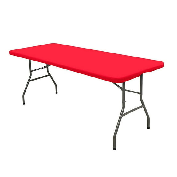 Latrodar Spandex Picnic Tablecloth Elastic Tablecloth For 8x2.5ft Rectangular Table Stretchable Washable Patio Tablecloth For Outdoor Red Upgraded 12.8x1 Inch