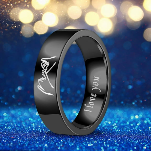 Latrodar Stainless Steel Couple Matching Rings For Lovers Letter I You Holding Hands Valentine Day Gifts Black up to 30% Off