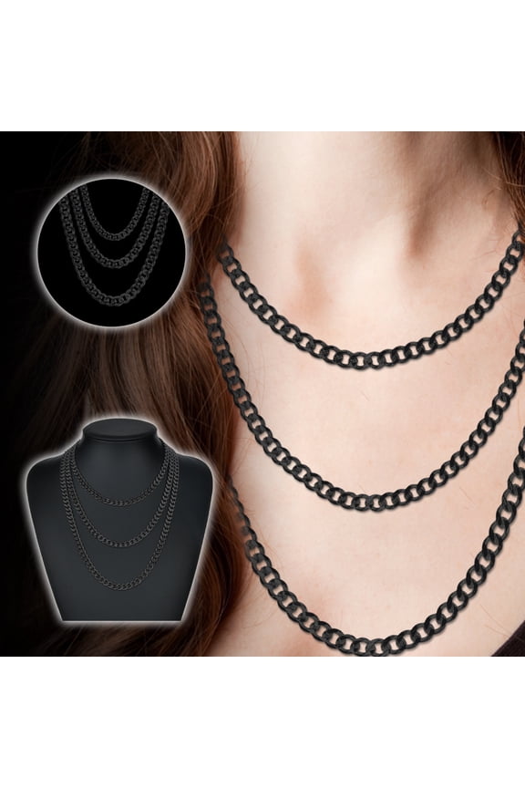 Stainless Steel Grinding Six Sided Necklace Men's And Women's Trend Domineering Hip Hop Personality Thick Chain black up to 60% Off