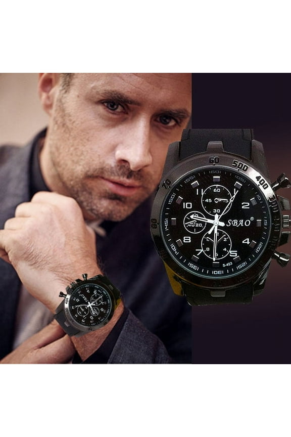 Stainless Steel Sport Analog Quartz Modern Men Fashion Wrist Watch ,Black