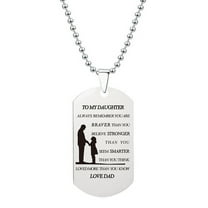 Latrodar Stainless Steel Tag Necklace Family Friend Gift Unisex, Remember You Are Braver Than You Father Mom To Son Daughter-Chain Pendant Multicolor