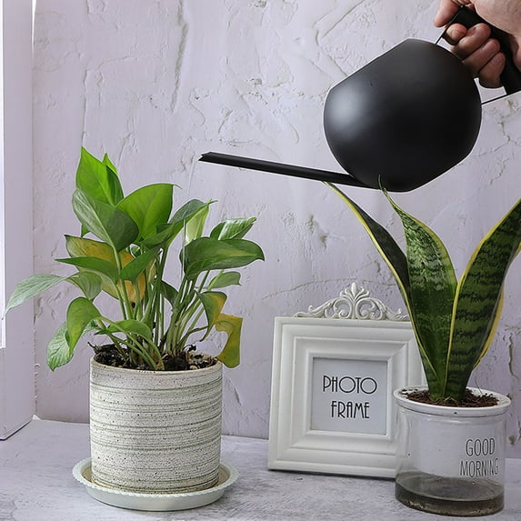 Latrodar Stainless Steel Watering Can - 1L Metal Watering Can With Long Spout To Spillage, Perfect Plant Watering Can For Outdoor And Indoor Plants Black Dur