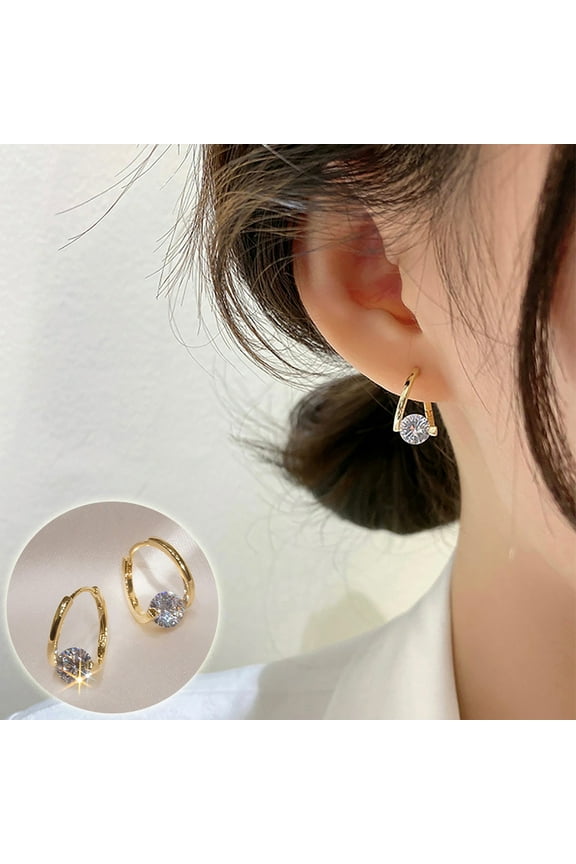 Stocking Stuffers for Women Diamond Round Studs,Irregular Zircon Buckle Earrings Upgraded gold 1.2x0.8 Inch Beauty Gift Sets