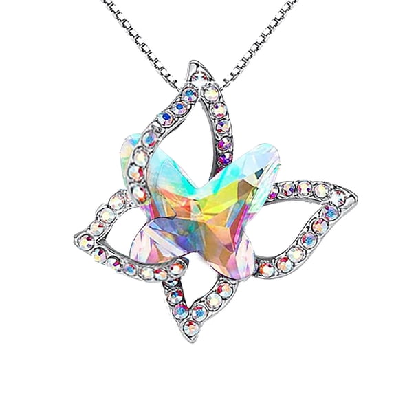 Gecau Stocking Stuffers for Women Ladies Crystal Necklace Meticulously Crafted ion Pendant Necklace Multicolor 2.4x1.6 Inch Beauty