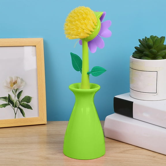 Latrodar Sunflower Universal Brush Set - Kitchen Cleaning Brush With Long Handle And Crafted with Care Non-stick Oil Dishw Green 12x2 Inch Home Stuff