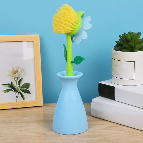 Latrodar Sunflower Universal Brush Set - Kitchen Cleaning Brush With Long Handle And Elaborately Made Non-stick Oil Dishw Blue 12x2 Inch Home Decor