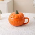 thumbnail image 1 of Latrodar Thanksgiving Day Cute Ceramic Pumpkin Tableware Household Pumpkin Bowl With Lid Microwaveable Halloween Pumpkin Bowl Orange Decorative 9.2x8 Inch, 1 of 5
