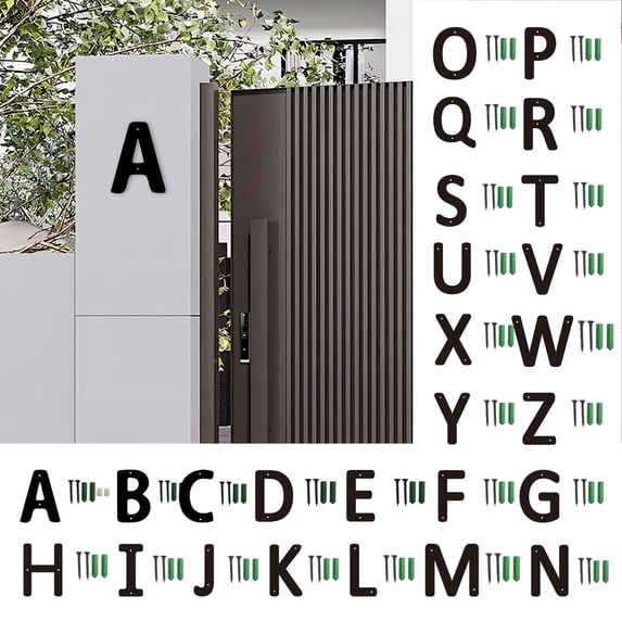 Gecau Three-dimensional Iron Art Number Letters House Number Screw Home House Number Sign Home Gadgets Black Metal