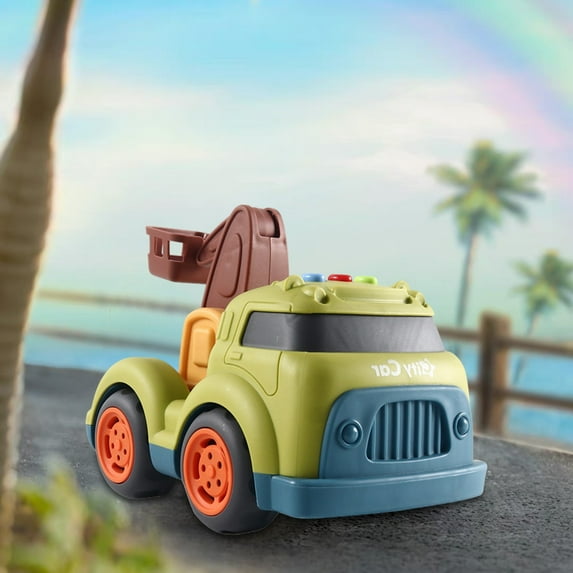 Latrodar Toddler Car Sound & Light Music Simulation Engineering Car Toy Car Mini Excavator Cement Car Boys Girls Gift Green Novelty 6.8x5 Inch