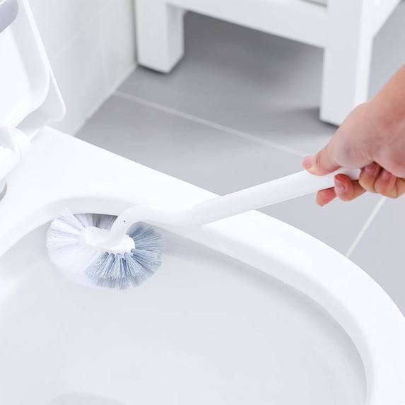 Latrodar Toilet Brush No Dead Corner Household Wall Hanging Eco-Friendly Material Handle Toilet Brush White 16x4 Inch Home Essentials