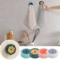 Latrodar Towel Hooks for Bathrooms Round Towel Hook Holder Grabber Dish Towel Holders for Kitchen Waterproof Hooks for Hanging Washroom Adhesive Hooks Bathroom Hooks Small Bathroom Accessories 2PC