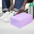 thumbnail image 1 of Latrodar Transparent Plastic Shoe Box Organizer Shoe Box Flip Lid Drawer Shoe Box Household Shoe Organizer Thickened Purple Creative, 1 of 5