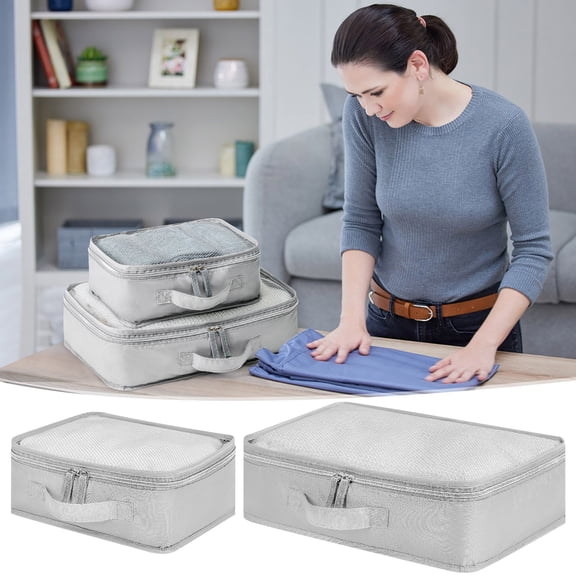 Latrodar Travel Cubes for Packing Luggage Organizer Bags Double Zipper Travel Organizer Bags Travel Clothes Storage Solid Moving Bags Water-Resistant for Comforters Blanket Clothing Sheet Toys 1PC