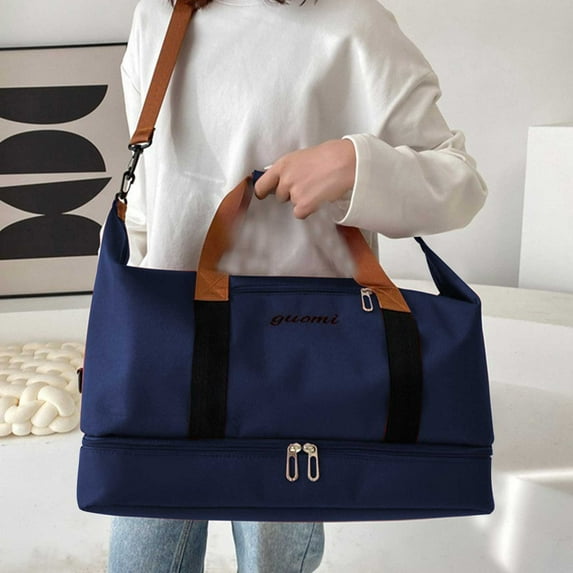 Latrodar Travel Duffel Bag With Shoes Compartment Sports Gym Bag Folding Organizer Bag Sport Duffel Bag Blue Novelty 10.8x2 Inch