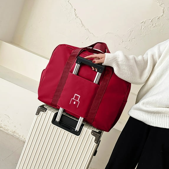 Latrodar Travel Duffel Bag With Shoes Compartment Sports Gym Bag Folding Organizer Bag Sport Duffel Bag With Trolley Sleeve Red Creative 8x2.4 Inch