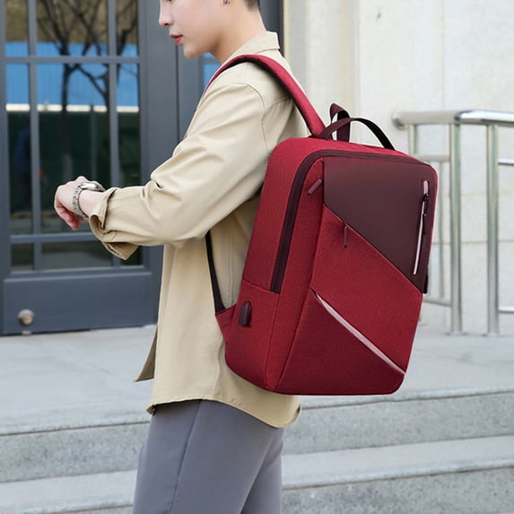 Gecau Travel Laptop Backpack, Business Slim Laptops Backpack With USB Charging Port, Water Bag Gifts For Men & Women Fits 15.6 Inch Notebook Red Novelty