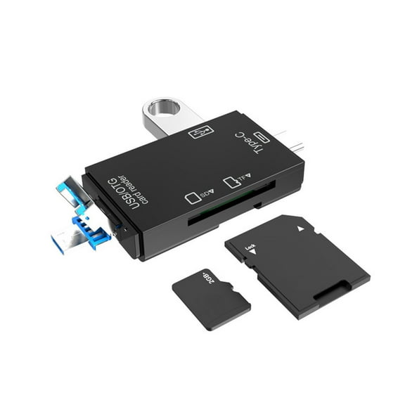 Latrodar Type-C Multifunction Card Reader In OTG Card Reader / / USB 6 In 1 Best of Both Worlds Black 1.2x3.2 Inch Home Essentials
