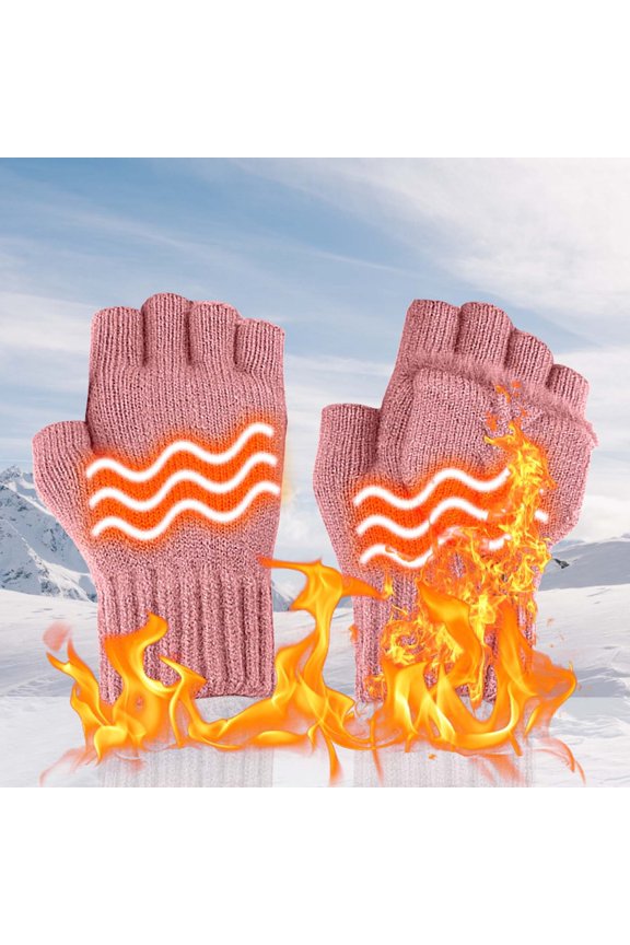 USB Gloves Half Finger Flip Velvet Long-Lasting Yarn Exposed Gloves Hot Pink 6x4 Inch Home Essentials