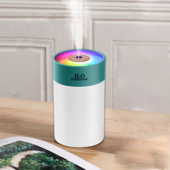 Gecau USB Humidifier With Colorful Lights ,Quiet Cool Mist Humidifier For Bedroom And Office ,Plants, Easy To Clean Green Novelty