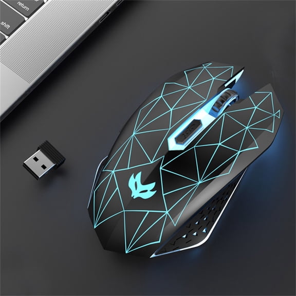 Gecau USB Mouse Wireless Silent Mouse Computer Mouse Rechargeable Luminous Mouse Mute USB 2.4G Mice Adjustable DPI 2-in-1 Gaming Mouse for Laptop Chromebook Tablet Color Clearance Sales