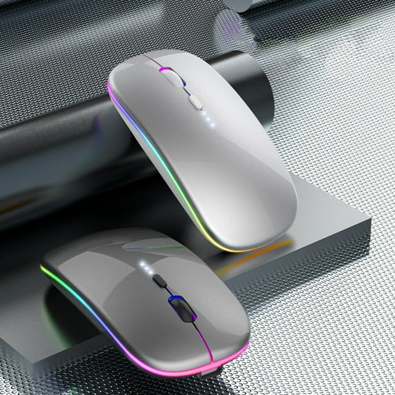 Latrodar USB Mouse Wireless Silent Mouse for Laptop Rechargeable Nonluminous Mouse Quiet 2.4GHz Mice Adjustable DPI 2-in-1 Gaming Mouse for PC Chromebook Tablet Gold Clearance Sales