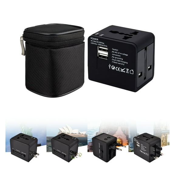 Latrodar Universal Travel Adapter One International Wall Charger AC Plug Safe&Non-Toxic er For USA EU UK AUS Black Home Stuff