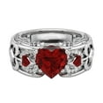 thumbnail image 1 of Latrodar Valentine's Day Engagement Wedding Ring Heart Shaped Ring Alloy Jewelry Red, 1 of 1