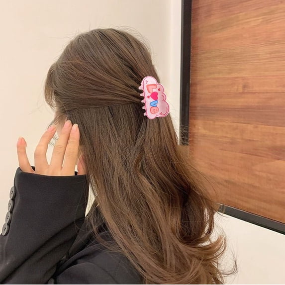 Gecau Valentine's Day Hair Accessories Holiday Decoration Men And Women Couple Hair Clips Headdress Female Long-Lasting Pink 3.2x1.8 Inch Home Stuff
