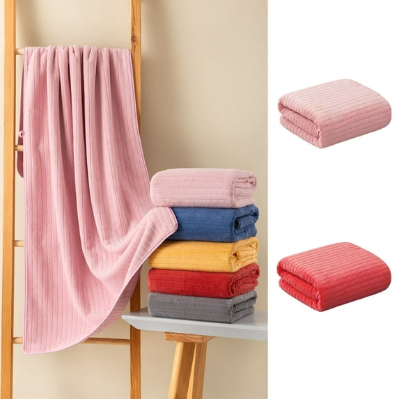 Latrodar Velvet Towel For Adult Daily Use At Home Absorbent Dry Hair Towel That Does Not Hair Beach Towel Strip Patterned Bath Towel First Home Must Haves Red Polyester Clearance Sales