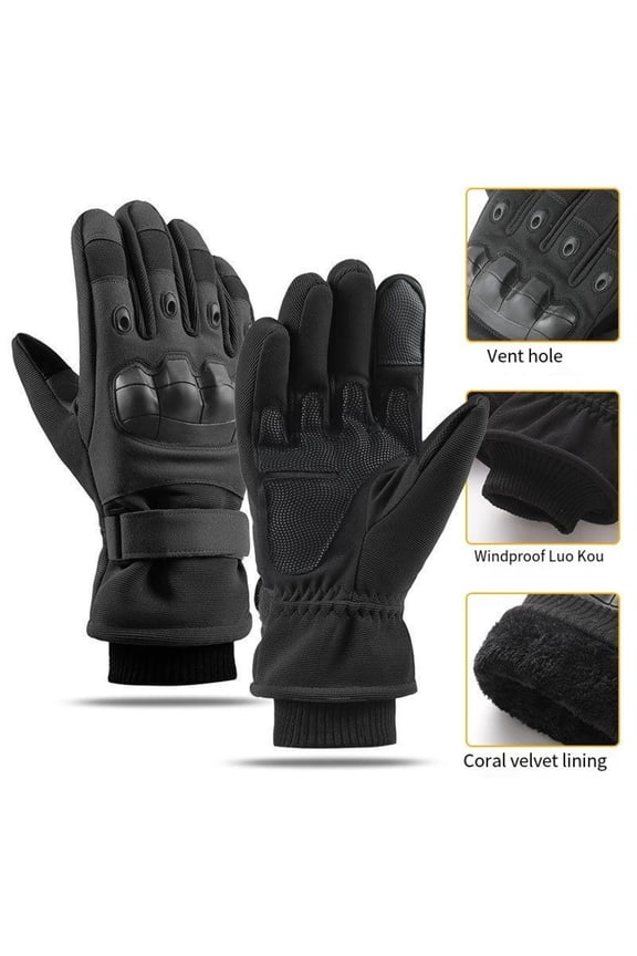 Winter Warm Gloves Men's Soft Rubber Protection With Velvet Enduring r Cycling Avoid Cold black 13.2x7.6 Inch Home Decor
