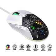 Gecau Wired Gaming Mouse 7200 DPI Programmable Wired Gaming Mouse Mice LED RGB Backlight Programmable Mouse Non-Toxic White 6.4x4 Inch Home Decor
