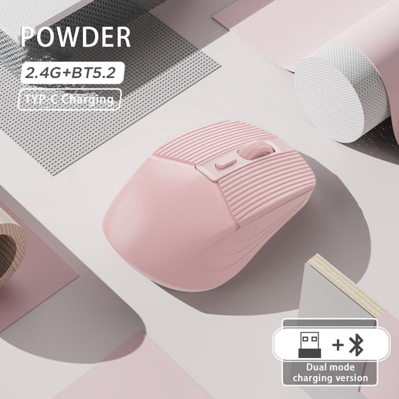 Gecau Wireless 2.4G Silent Mouse Desktop Practical&Affordable (rechargeable Mode) Pink Home Decor