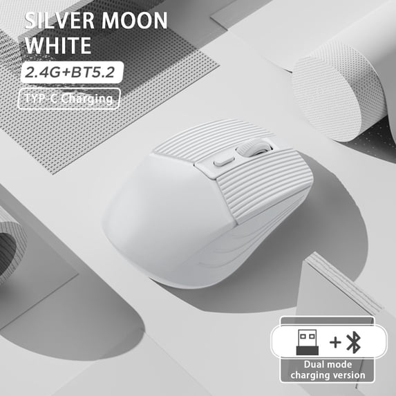 Latrodar Wireless 2.4G Silent Mouse Desktop Well-Made (rechargeable Mode) White Home Tools