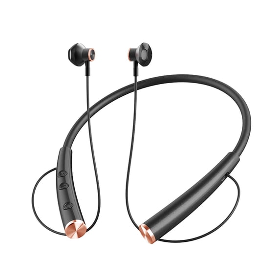 Gecau Wireless Bluetooth Earphones, Hanging Neck Style Gaming Earphones Sturdy Black 7.6x6.4 Inch Home Decor