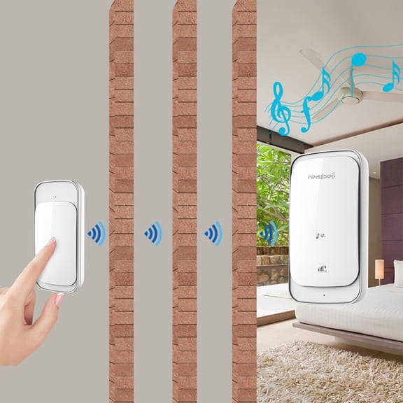 Gecau Wireless Doorbell House Door Kit 900ft Range Meticulously Crafted lume Battery Powered White 5.6x3.2 Inch Home Stuff