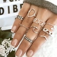 thumbnail image 1 of Latrodar Women Bohemian Vintage Stack Rings Above Knuckle Blue Rings Set MultiUp to 50% Off, 1 of 6