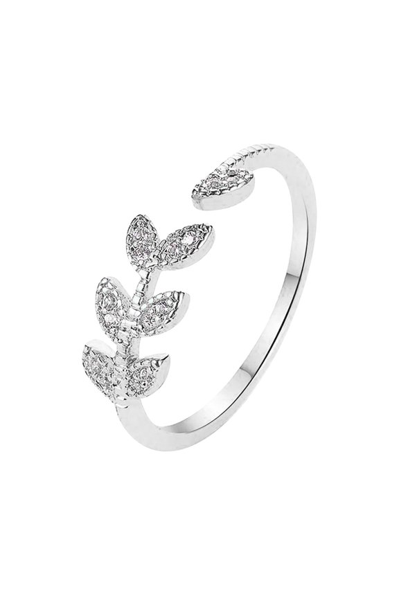 Women's Fashion Diamond Leaf Style Opening Movable Silver up to 50% Off