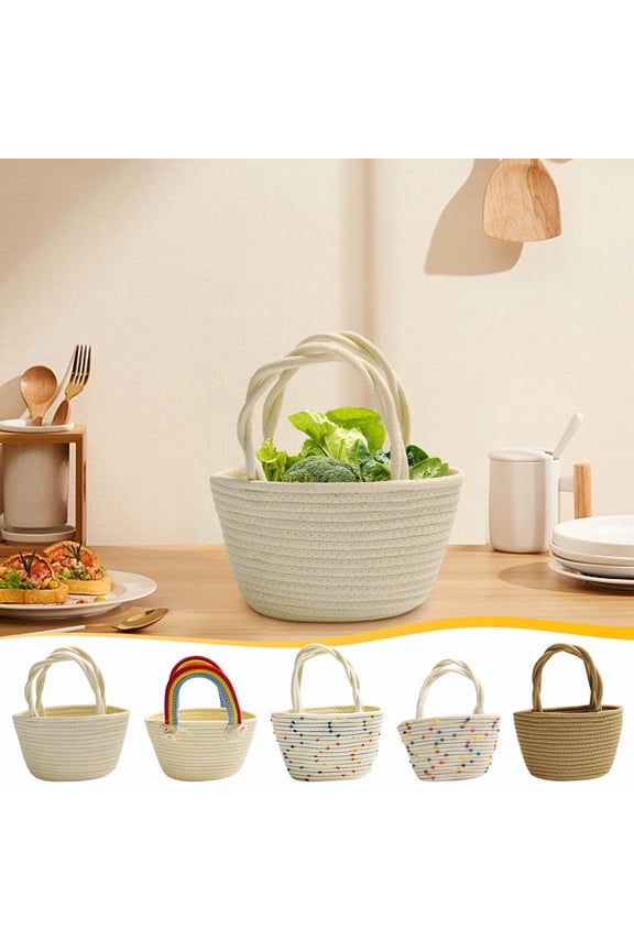 Woven Rainbows Handle Beach Tote Bag Fashionable Handbag For Vacation Casual Outings And Beach Days Thread Tote Bag Household Items for New Home Home&garden D Knitting Cotton up to 60% Off