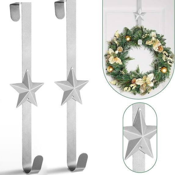 Latrodar Wreath Hanger On Door Metal Door Affordable&High-Quality Small Pendant Hooks Silver Home Decor
