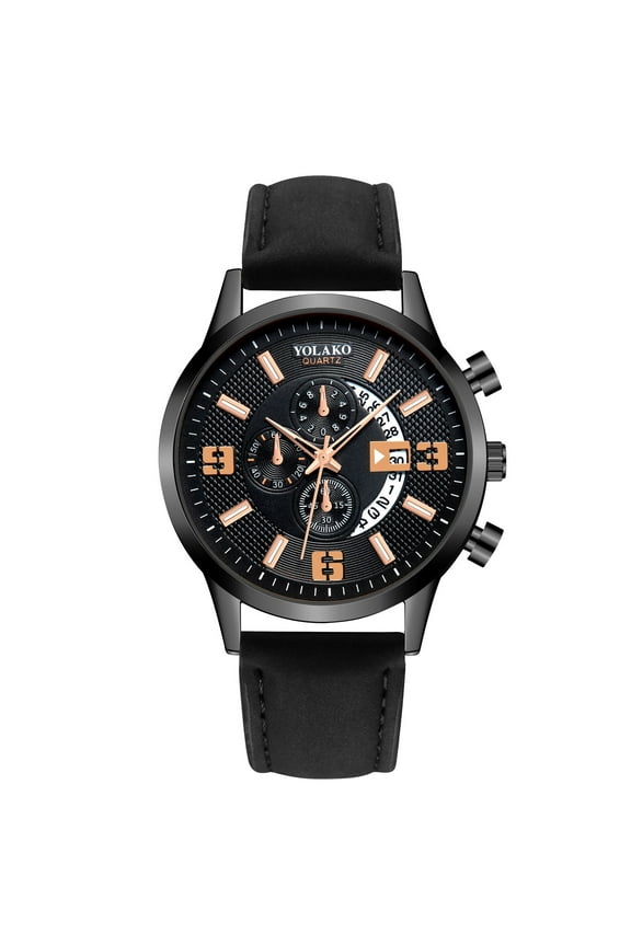 YOLAKO Men's Casual Fashion Quartz Leather Strap Watch Analog Watch multiUp to 50% Off