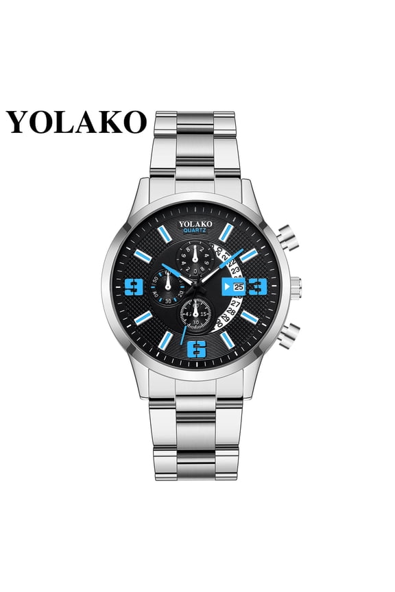 YOLAKO Men's Casual Fashion Quartz Stainless Steel Strap Watch Analog Watch multicolor