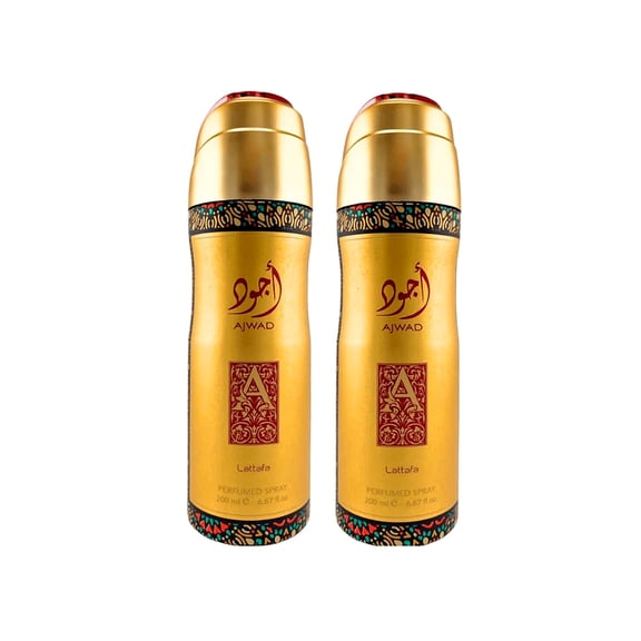Lattafa Ajwad Deodorant Spray 6.67 oz / 200 ml For Unisex (Pack of 2)