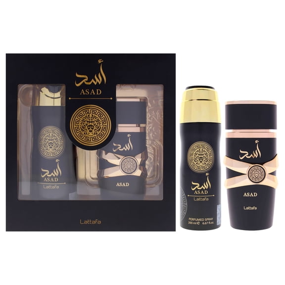 Lattafa Asad , 2 Pc Gift Set 3.4oz EDP Spray, 6.7oz Deodorant Spray