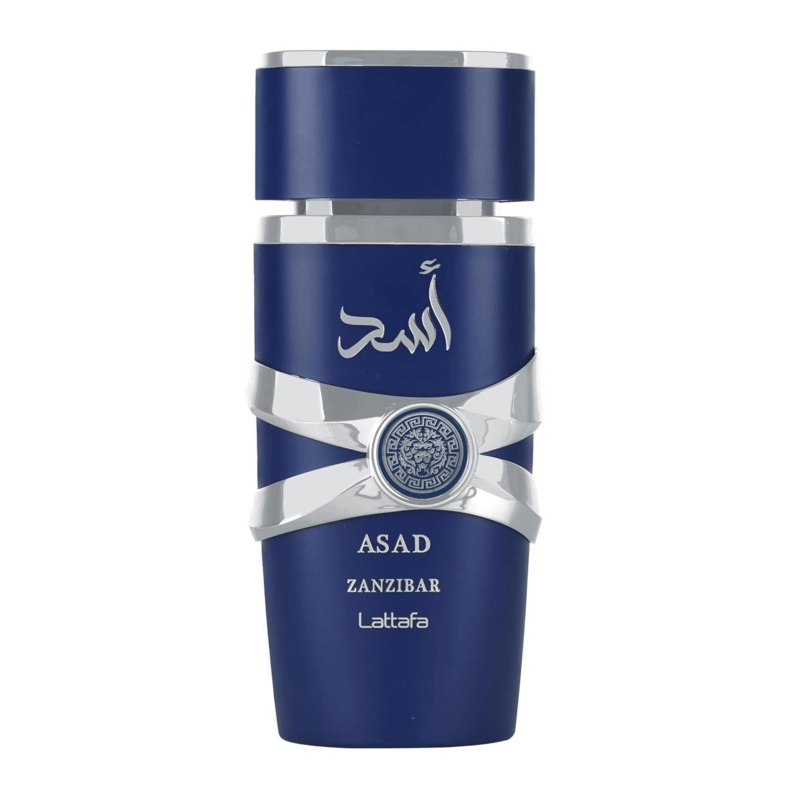 Lattafa Asad Zanzibar for Men Eau De Parfum Spray. 3.4 Ounce (Dark Blue,100ML)