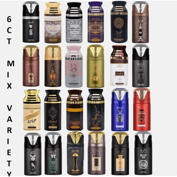 Lattafa Deodorant Spray 200ml Mix Variety Set Total 6 Pcs