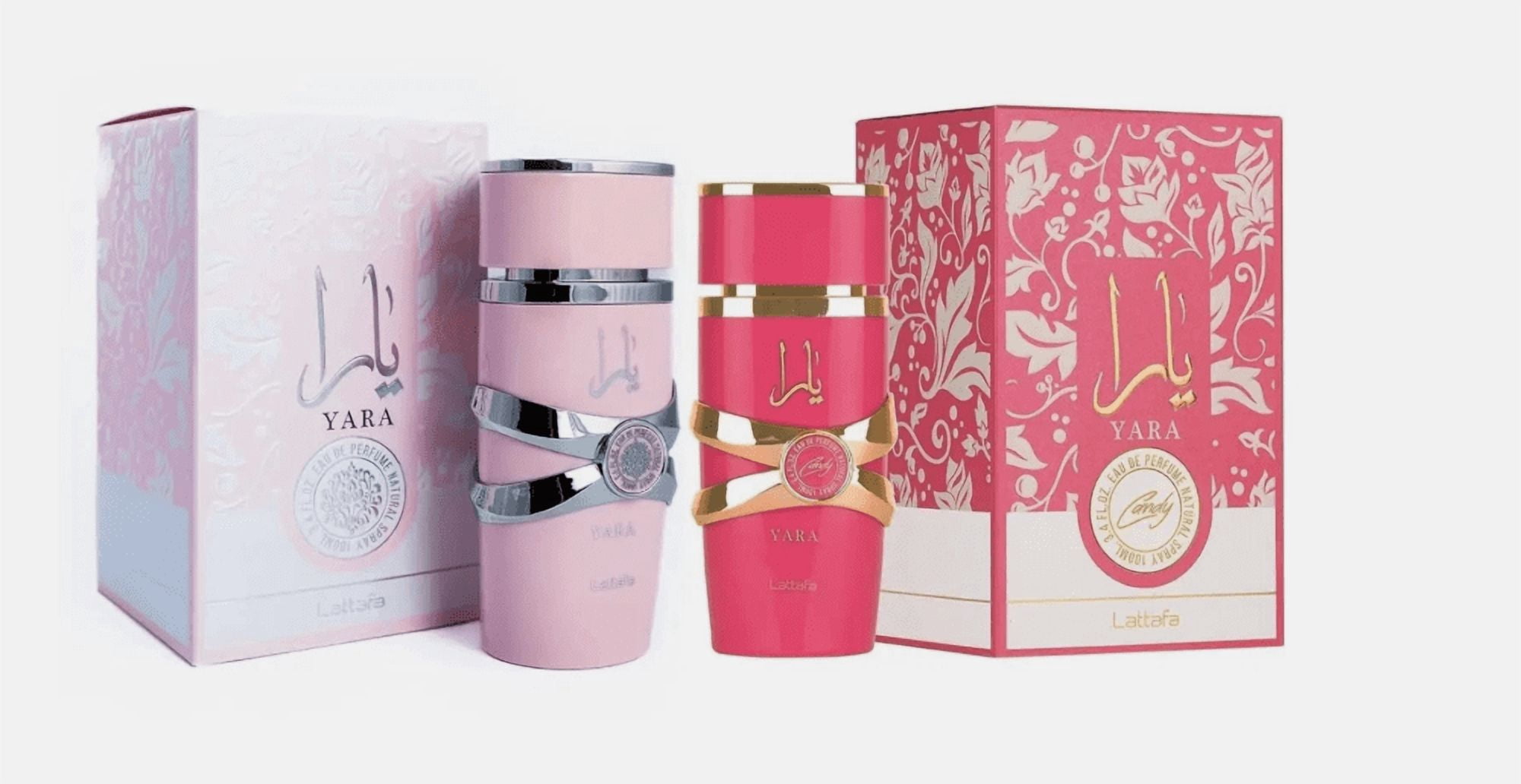 Lattafa For Women 2 Piece Eau De Parfum Gift Set (Yara + Yara Pink) 3.4 Ounce/100 Ml Each