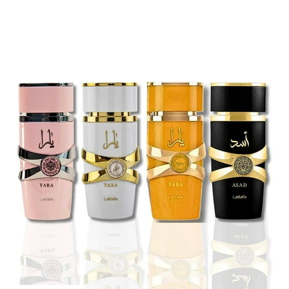 Lattafa Perfume Cologne EDP Gift Set Yara + Tous + Asad + Moi 3.4 oz/100 ml Each
