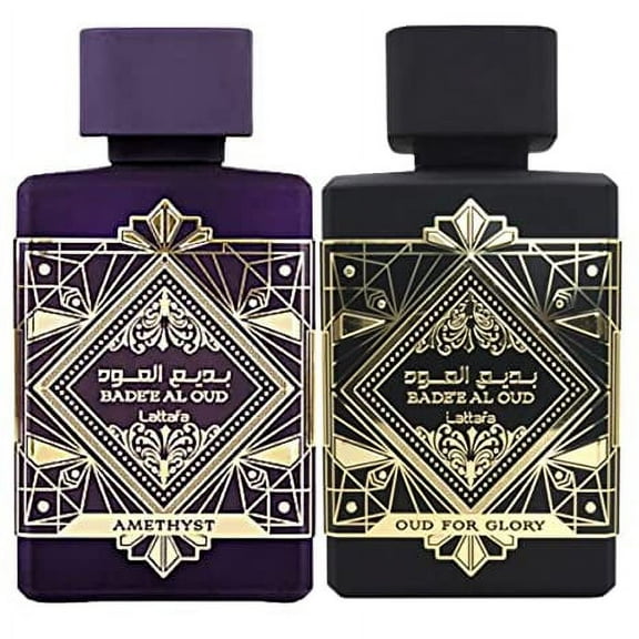 Lattafa Perfumes Badee Al Oud Eau De Parfum Couple Set-Glory & Amethyst Spray - 100ml(3.4 oz)