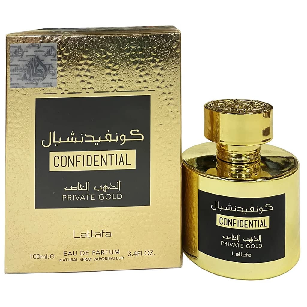 Lattafa Confidential Private Gold Eau De Parfum Spray (Unisex) By Lattafa - 3.4 oz Lattafa Confidential Private Gold Eau De Parfum Spray (Unisex) By Lattafa - 3.4 oz